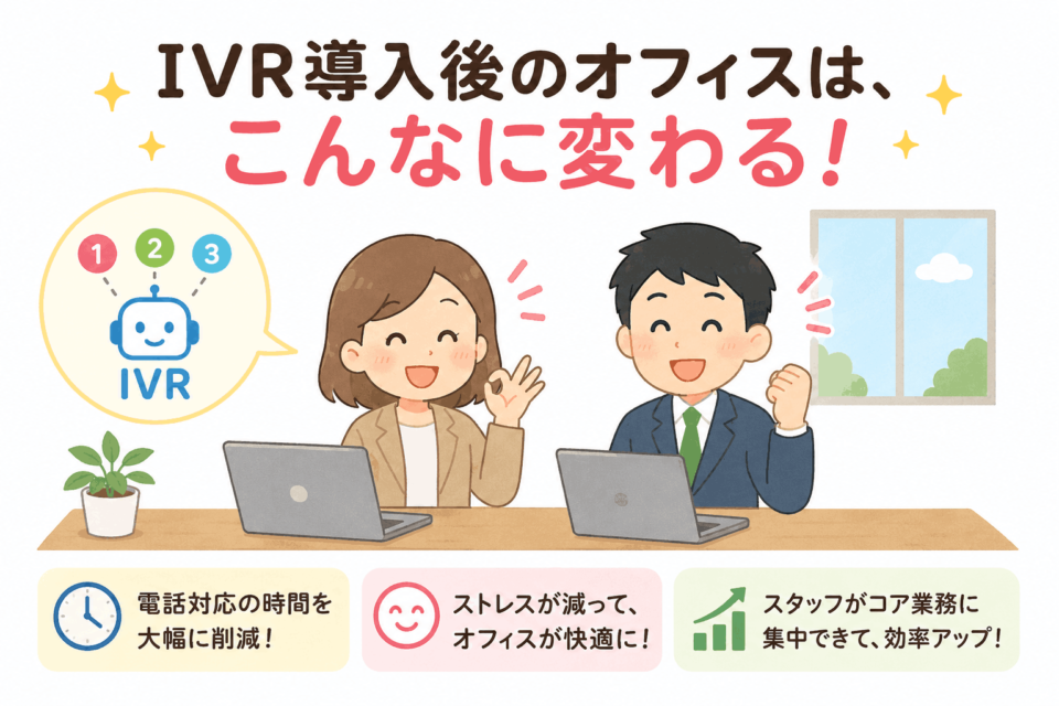 IVR導入によって電話対応の負担が軽減されたオフィスのイメージ